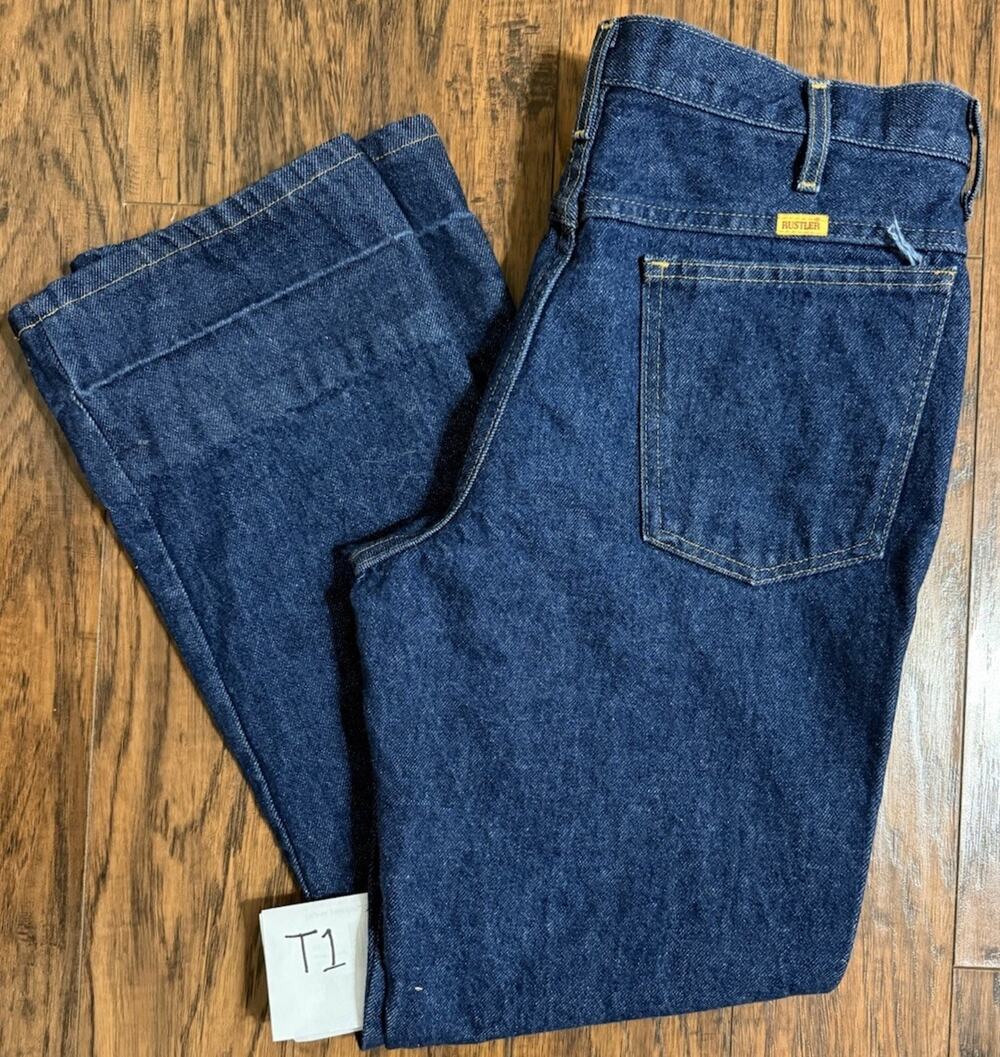 Vintage Rustler Jeans 36x30 Size Mens USA Tellow TAB Straight Dark Wash Denim